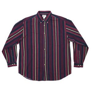 Vtg Merona Striped Button Down Shirt Men's Large Long Sleeve Bowling 90's Dance